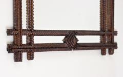 Rustic Tramp Art Wall Mirror With Handcarved Austria circa 1880 - 3386579