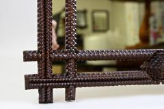 Rustic Tramp Art Wall Mirror With Handcarved Austria circa 1880 - 3386580