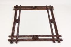 Rustic Tramp Art Wall Mirror With Handcarved Austria circa 1880 - 3386581