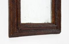 Rustic Tramp Art Wall Mirror With Original Mirror Handcarved Austria ca 1860 - 3337274