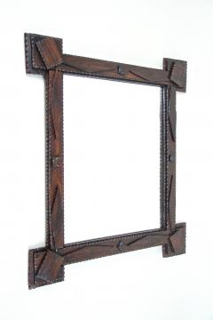 Rustic Tramp Art Wall Mirror with Extended Corners Austria circa 1870 - 3468024