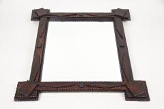 Rustic Tramp Art Wall Mirror with Extended Corners Austria circa 1870 - 3468031