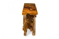 Rustic Tree Root Live Edge Lacquered Console Table - 4633805
