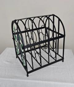 Rustic Vintage Black Metal Ivy Wine Table Display Rack - 3916070