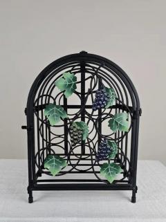 Rustic Vintage Black Metal Ivy Wine Table Display Rack - 3916071