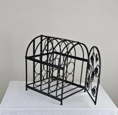 Rustic Vintage Black Metal Ivy Wine Table Display Rack - 3916076