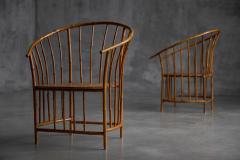 Rustic Wabi Sabi Bamboo Armchairs France 1970s - 4342199