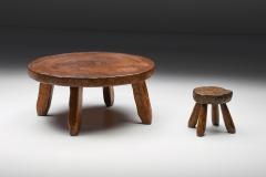 Rustic Wabi Sabi Round Wooden Coffee Table 1950s - 2598518