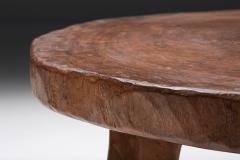 Rustic Wabi Sabi Round Wooden Coffee Table 1950s - 2598522