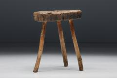 Rustic Wabi Sabi Tripod Stool 1950s - 2621598