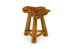Rustic Wood Side Table with Asterisk Shaped Top and Tripod Base - 4669459