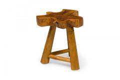 Rustic Wood Side Table with Asterisk Shaped Top and Tripod Base - 4669460