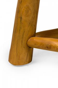 Rustic Wood Side Table with Asterisk Shaped Top and Tripod Base - 4669463