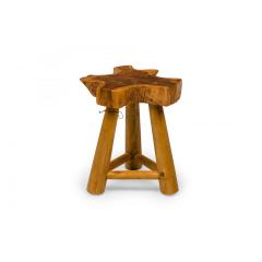Rustic Wood Side Table with Asterisk Shaped Top and Tripod Base - 4734366