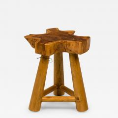 Rustic Wood Side Table with Asterisk Shaped Top and Tripod Base - 4734424