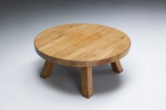 Rustic Wooden Round Coffee Table 1950s - 2325660