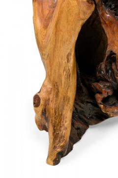 Rustic Wooden Tree Stump Burled Side Table with Organic Scalloped Shaped Top - 4669475