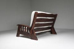 Rustic modern chalet sofa with Pierre Frey boucl 1960s - 1928216