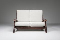 Rustic modern chalet sofa with Pierre Frey boucl 1960s - 1928218