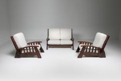 Rustic modern chalet sofa with Pierre Frey boucl 1960s - 1928230