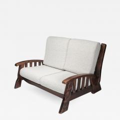 Rustic modern chalet sofa with Pierre Frey boucl 1960s - 1929705