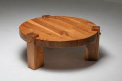 Rustic modern coffee table in solid oak 1960s - 1320500