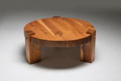 Rustic modern coffee table in solid oak 1960s - 1320506