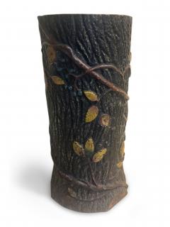 Rustic porcelain faux tree trunk umbrella stand - 4667218
