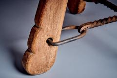 Rustic solid oak table with wrought iron details  - 4146373