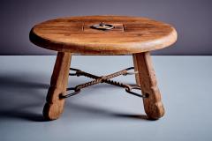 Rustic solid oak table with wrought iron details  - 4146376