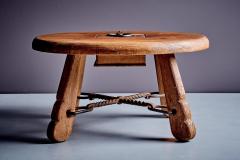 Rustic solid oak table with wrought iron details  - 4146378