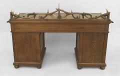 Rustic style Continental German Antler and Oak Kneehole Desk - 637186