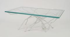 Rustic style white painted iron faux twig design rectangular coffee table - 4272299