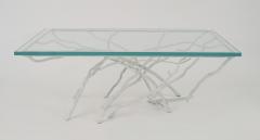 Rustic style white painted iron faux twig design rectangular coffee table - 4272300