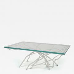 Rustic style white painted iron faux twig design rectangular coffee table - 4279111