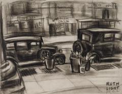 Ruth Light Braun Street Art Literally Gritty Street Scene with Parked Cars Roaring Twenties - 4042958