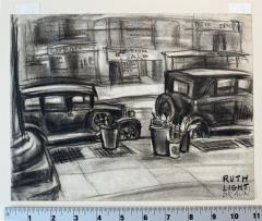 Ruth Light Braun Street Art Literally Gritty Street Scene with Parked Cars Roaring Twenties - 4042967