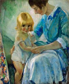 Ruth Mary Hallock Mother and Child in Tender Moment Female Illustrator Golden Age - 3426016