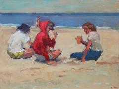 S C Yuan Three Figures on the Beach - 1499084
