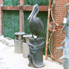 S David Monumental Nautical Bronze Fountain of Pelican on Piling  - 4618416