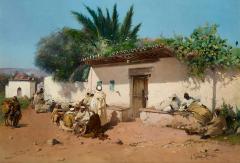 S Fabrizi Antique Italian Orientalist oil painting of a street scene by S Fabrizi - 4288083