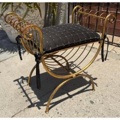S Salvadori 1950 s Hollywood Regency Salvadori Gilded Steel Italian Bench - 4239763