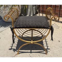 S Salvadori 1950 s Hollywood Regency Salvadori Gilded Steel Italian Bench - 4239764