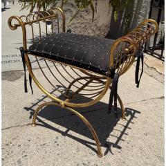 S Salvadori 1950 s Hollywood Regency Salvadori Gilded Steel Italian Bench - 4239765
