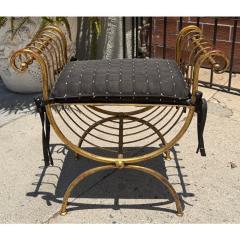 S Salvadori 1950 s Hollywood Regency Salvadori Gilded Steel Italian Bench - 4239766
