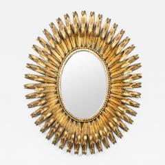 S Salvadori Italian Gilt Metal Oval Mirror Attributed To S Salvadori - 116852