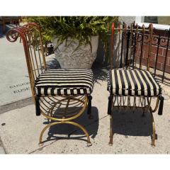 S Salvadori Pair of Hollywood Regency Salvadori Gilded Steel Italian Side Chairs - 4239768