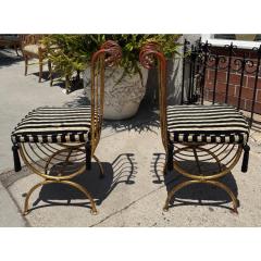 S Salvadori Pair of Hollywood Regency Salvadori Gilded Steel Italian Side Chairs - 4239769