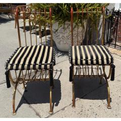 S Salvadori Pair of Hollywood Regency Salvadori Gilded Steel Italian Side Chairs - 4239771