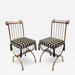 S Salvadori Pair of Hollywood Regency Salvadori Gilded Steel Italian Side Chairs - 4242169
